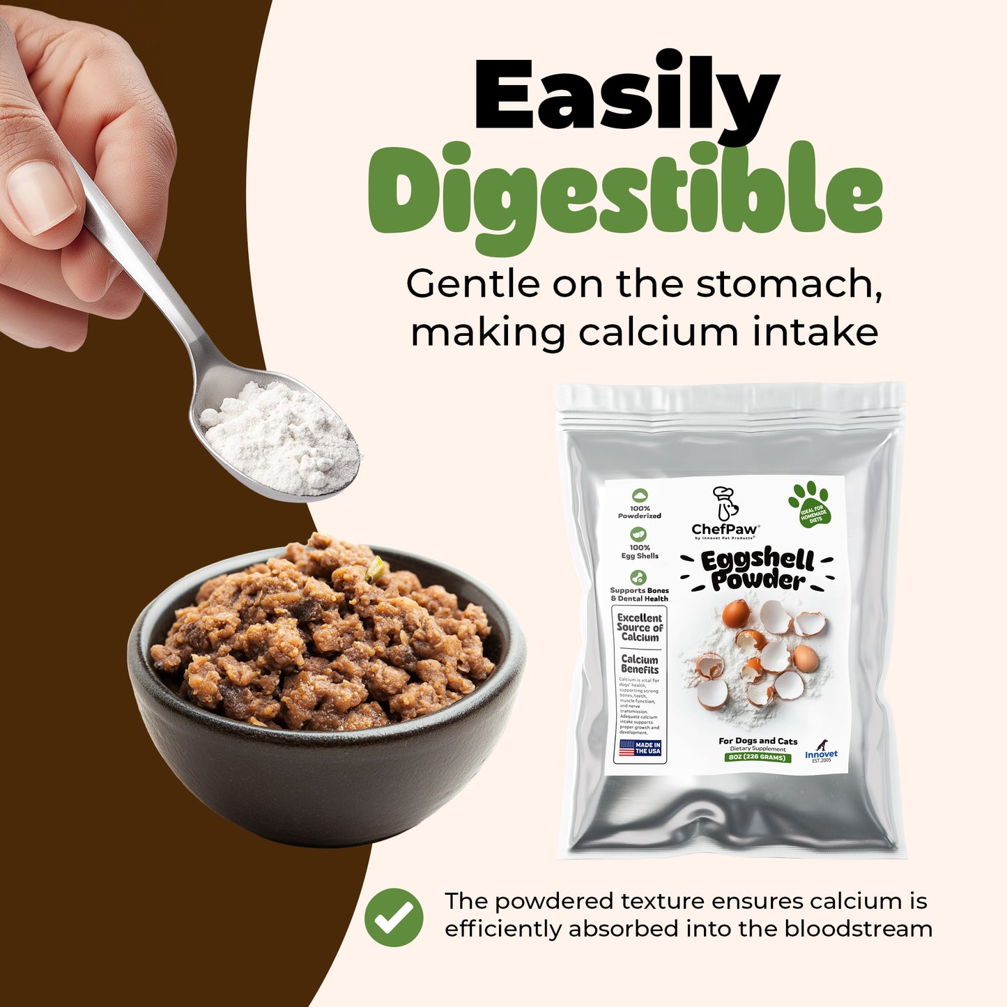 ChefPaw eggshell powder - easily digestible