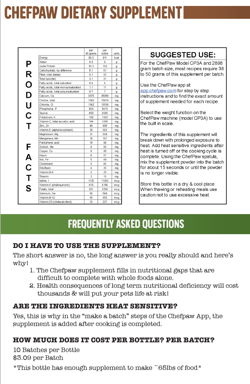 Chefpaw nutrition booster suggested use | FAQ